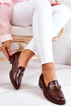 Hot Laura Messi Damskie Półbuty Wężowe 2307 Brązowe