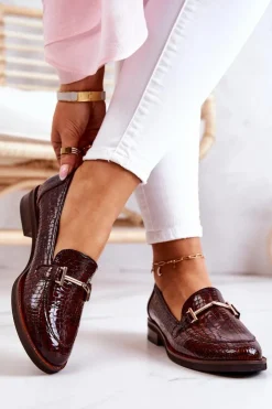 Hot Laura Messi Damskie Półbuty Wężowe 2307 Brązowe