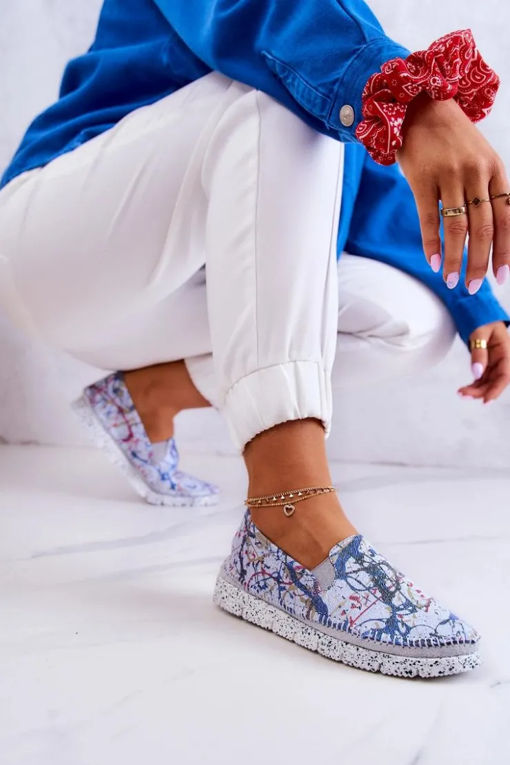 Sale Maciejka Damskie Półbuty Wsuwane Skórzane 03512-39 Niebieskie