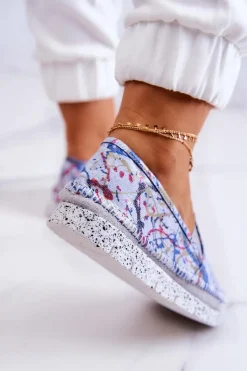 Sale Maciejka Damskie Półbuty Wsuwane Skórzane 03512-39 Niebieskie