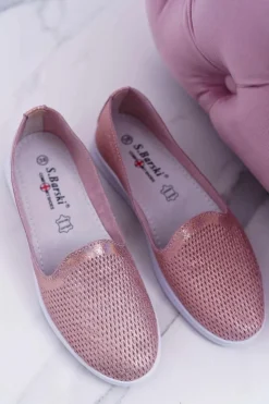 Damskie Damskie buty S.Barski Damskie Półbuty Wsuwane Skórzane Lordsy Różowe Lordi