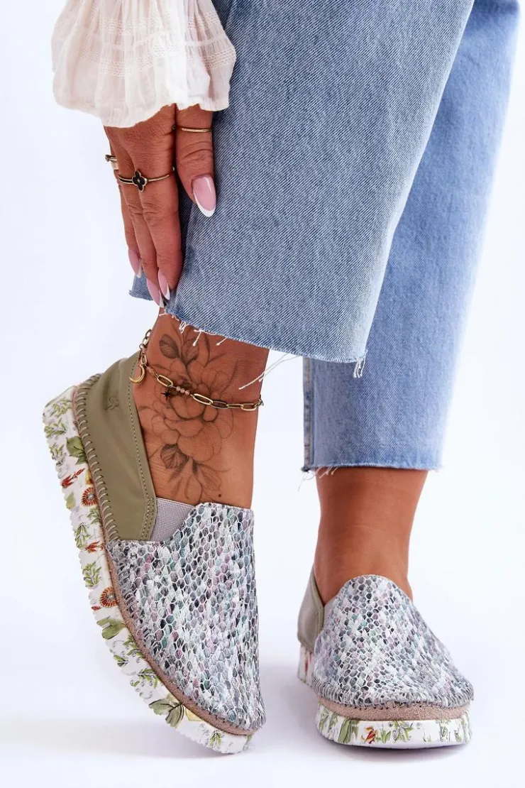 Best Maciejka Damskie Półbuty Wsuwane Skórzane 03512-51 Zielone