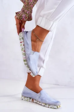 Sale Maciejka Damskie Półbuty Wsuwane Skórzane 03512-40 Jasnoniebieskie