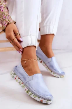 Sale Maciejka Damskie Półbuty Wsuwane Skórzane 03512-40 Jasnoniebieskie