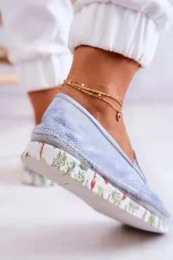 Sale Maciejka Damskie Półbuty Wsuwane Skórzane 03512-40 Jasnoniebieskie