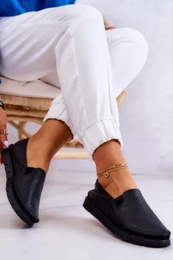 Damskie Maciejka Damskie Półbuty Wsuwane Skórzane 03512-01 Czarne