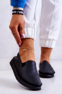 Damskie Maciejka Damskie Półbuty Wsuwane Skórzane 03512-01 Czarne