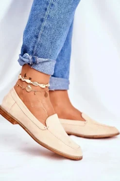 Damskie Boto Damskie Półbuty Wsuwane Zamszowe Beżowe Twinky