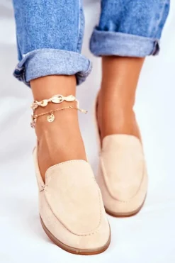 Damskie Boto Damskie Półbuty Wsuwane Zamszowe Beżowe Twinky