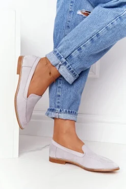 Damskie Boto Damskie Półbuty Wsuwane Zamszowe Szare Twinky