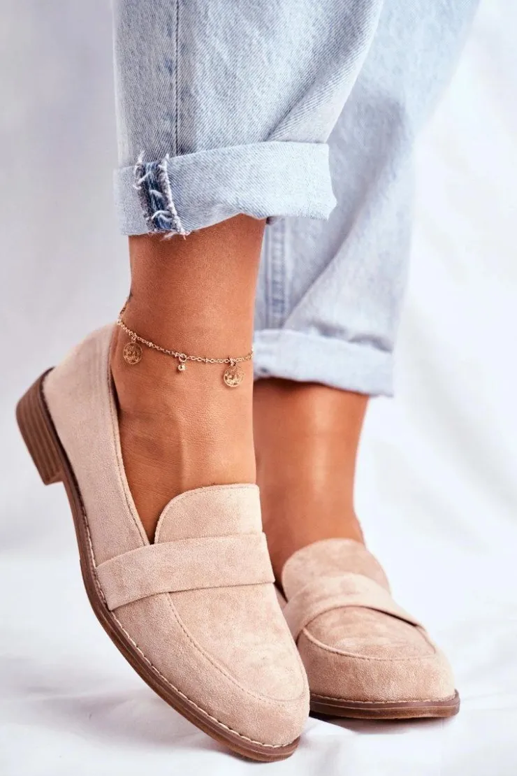 Outlet Boto Damskie Półbuty Zamszowe Beżowe Cintra