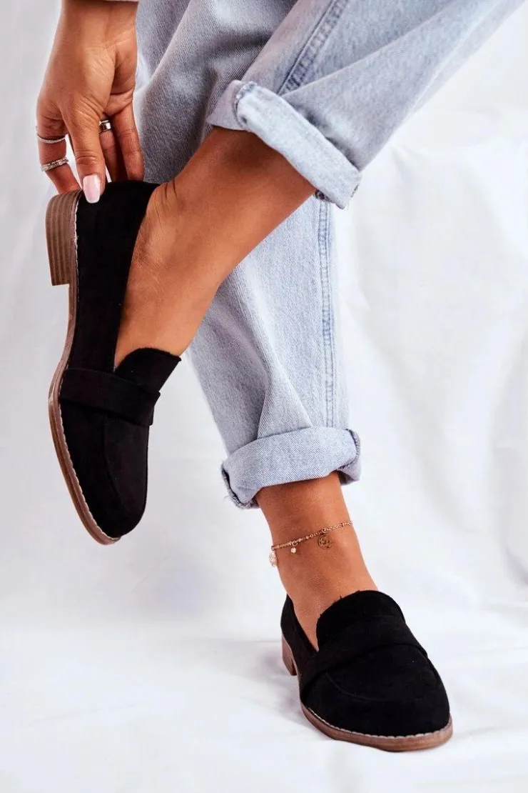 Sale Boto Damskie Półbuty Zamszowe Czarne Cintra