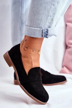 Sale Boto Damskie Półbuty Zamszowe Czarne Cintra