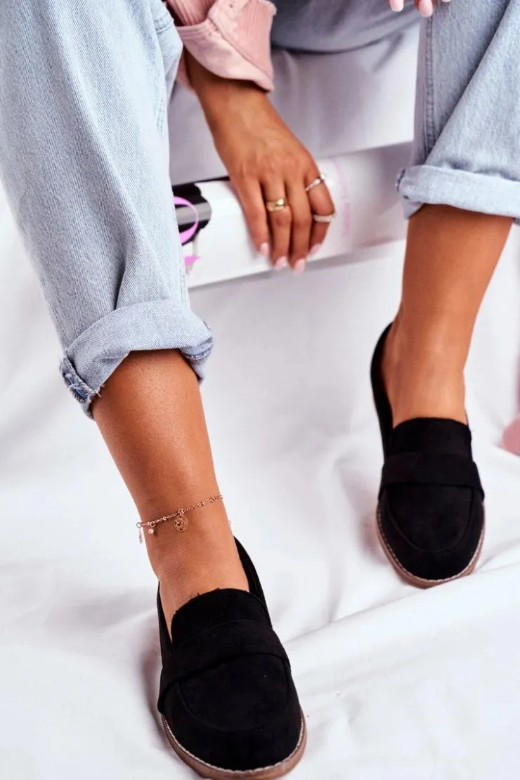 Sale Boto Damskie Półbuty Zamszowe Czarne Cintra