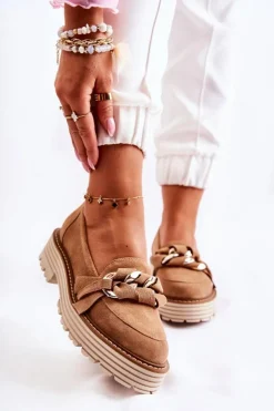 Online Laura Messi Damskie Półbuty Zamszowe 2523 Camel