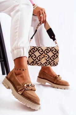 Online Laura Messi Damskie Półbuty Zamszowe 2523 Camel