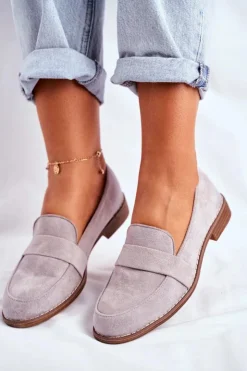 Best Boto Damskie Półbuty Zamszowe Szare Cintra