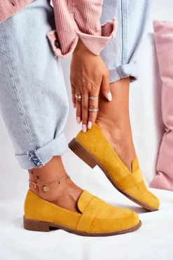 Online Boto Damskie Półbuty Zamszowe Żółte Cintra