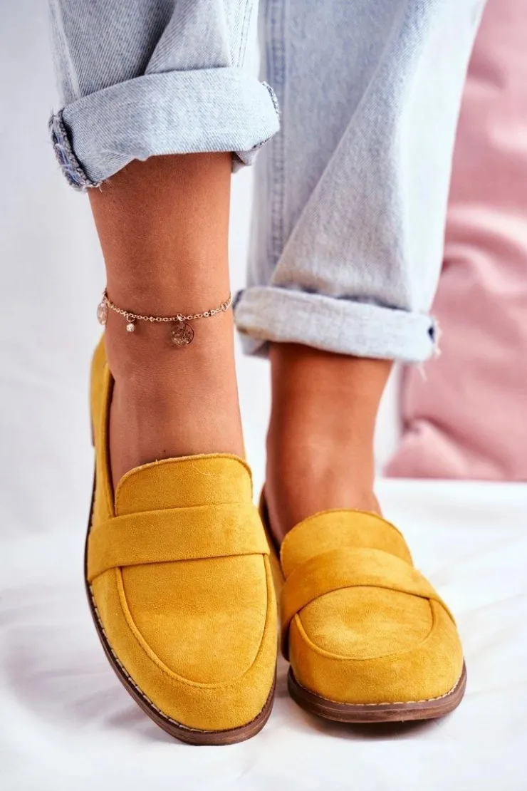 Online Boto Damskie Półbuty Zamszowe Żółte Cintra