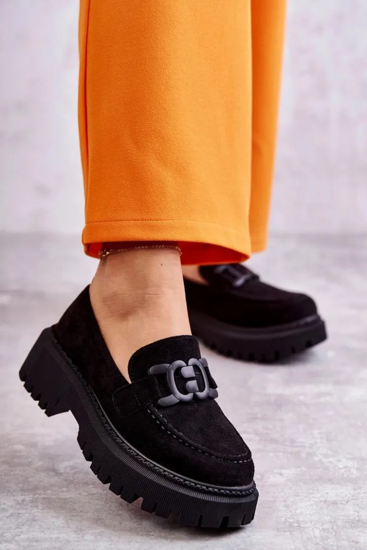 Best Boto Damskie Półbuty Zamszowe Z Ozdobą Czarne Leeza