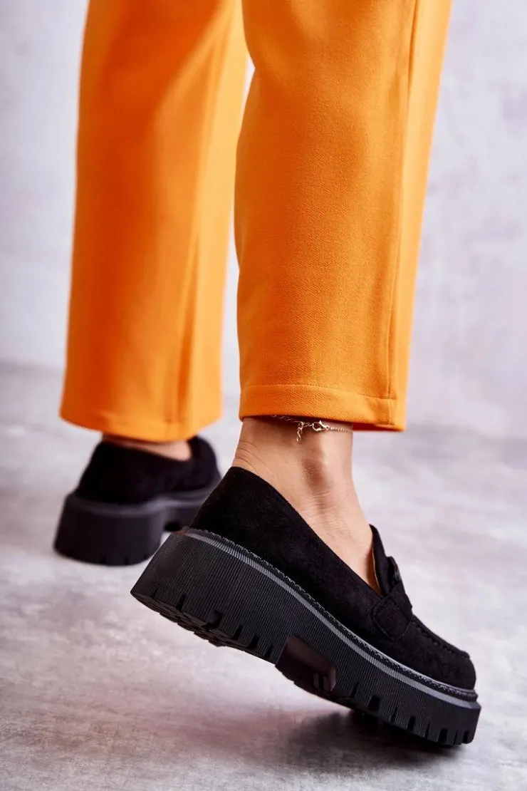 Best Boto Damskie Półbuty Zamszowe Z Ozdobą Czarne Leeza