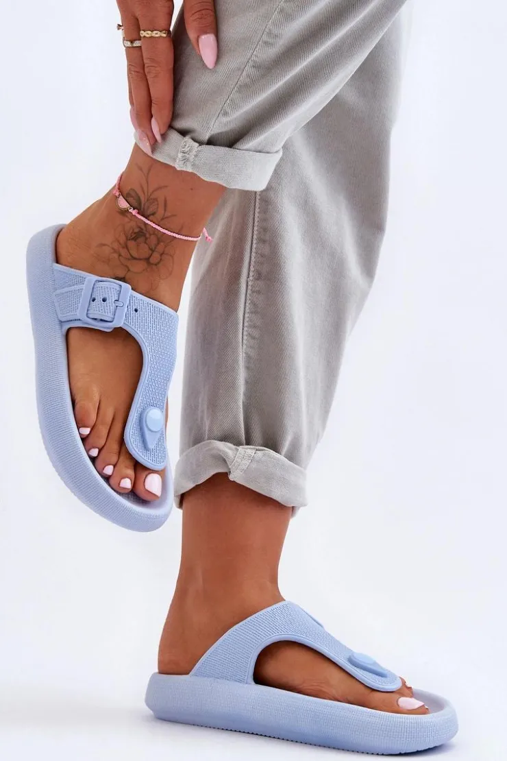 Boto Klapki Damskie Japonki|Klapki Na Platformie*Damskie Piankowe Japonki Niebieskie Apolla