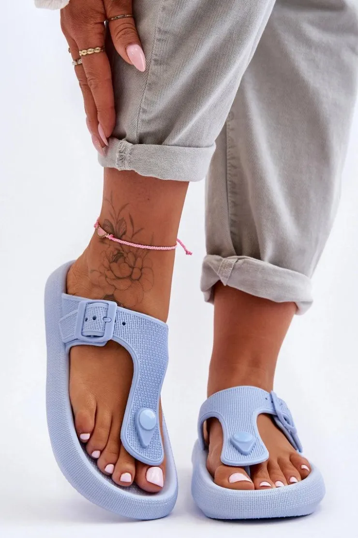 Boto Klapki Damskie Japonki|Klapki Na Platformie*Damskie Piankowe Japonki Niebieskie Apolla