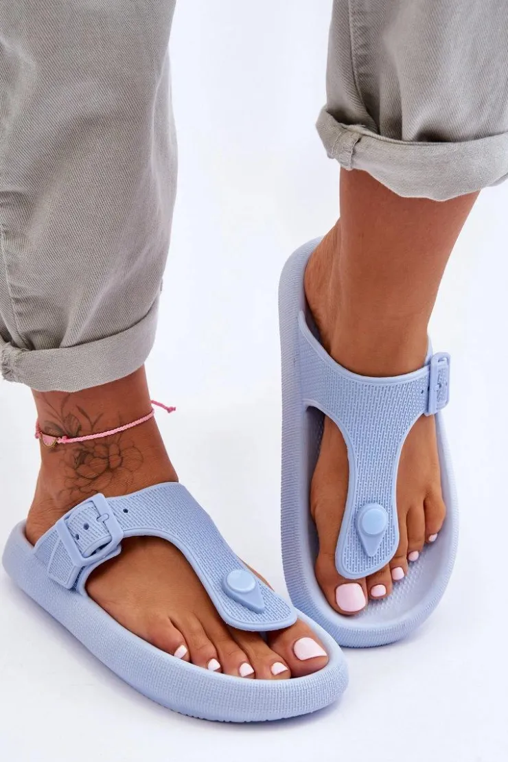 Boto Klapki Damskie Japonki|Klapki Na Platformie*Damskie Piankowe Japonki Niebieskie Apolla