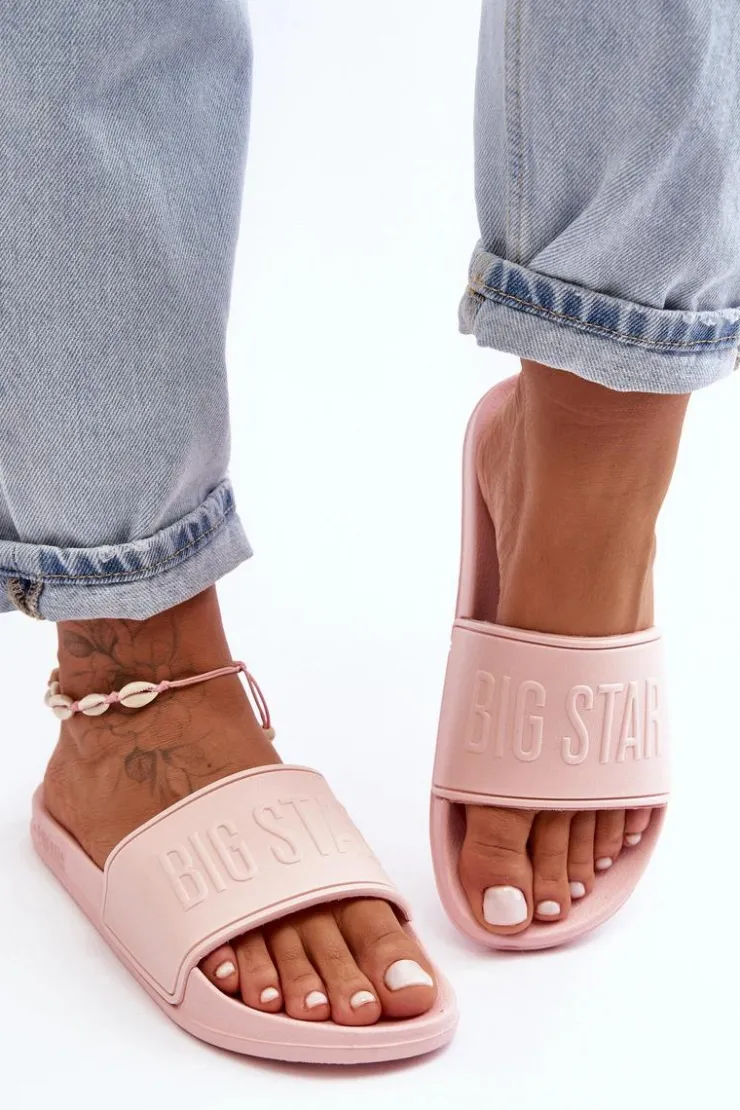 Clearance Big Star Shoes Damskie Piankowe Klapki Big Star MM274718 Różowe