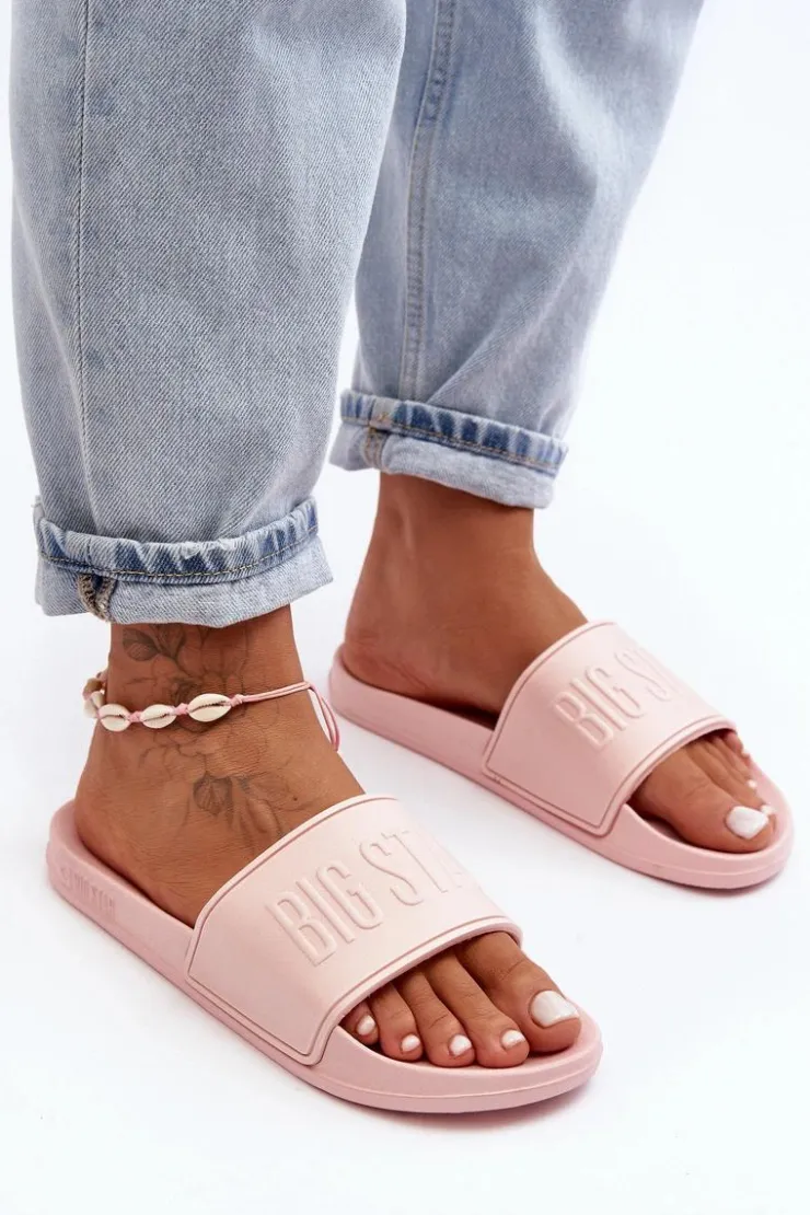 Clearance Big Star Shoes Damskie Piankowe Klapki Big Star MM274718 Różowe