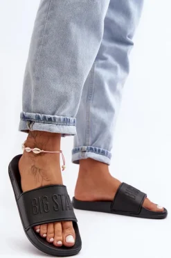 Big Star Shoes Klapki Damskie Big Star|Klapki Damskie Klasyczne*Damskie Piankowe Klapki Big Star MM274715 Czarne
