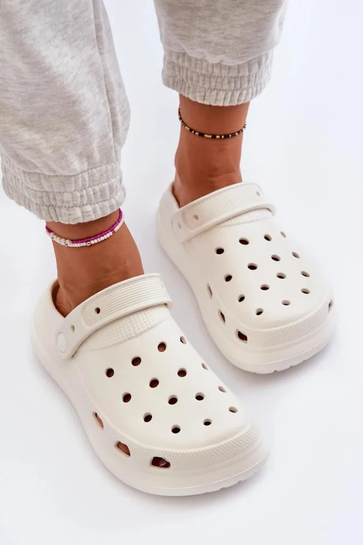 Boto Klapki Basenowe|Klapki Na Platformie*Damskie Piankowe Klapki Białe Ilariana