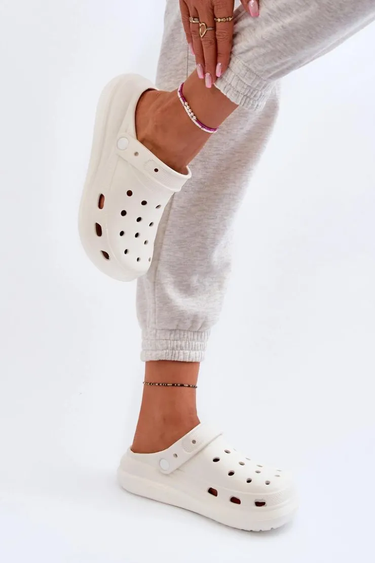 Boto Klapki Basenowe|Klapki Na Platformie*Damskie Piankowe Klapki Białe Ilariana