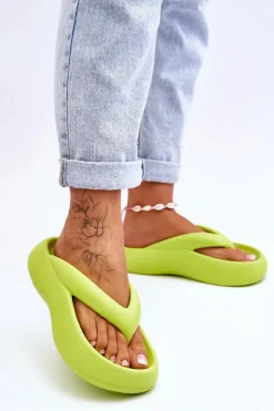 Boto Damskie Piankowe Klapki Japonki Neonowy Żółty Roux