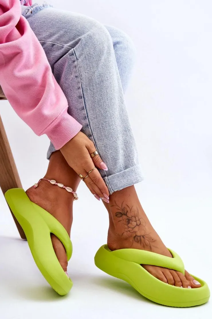 Boto Damskie Piankowe Klapki Japonki Neonowy Żółty Roux