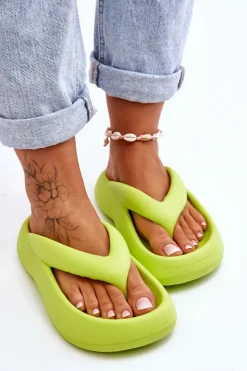 Boto Damskie Piankowe Klapki Japonki Neonowy Żółty Roux