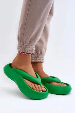 Outlet Boto Damskie Piankowe Klapki Japonki Zielone Roux