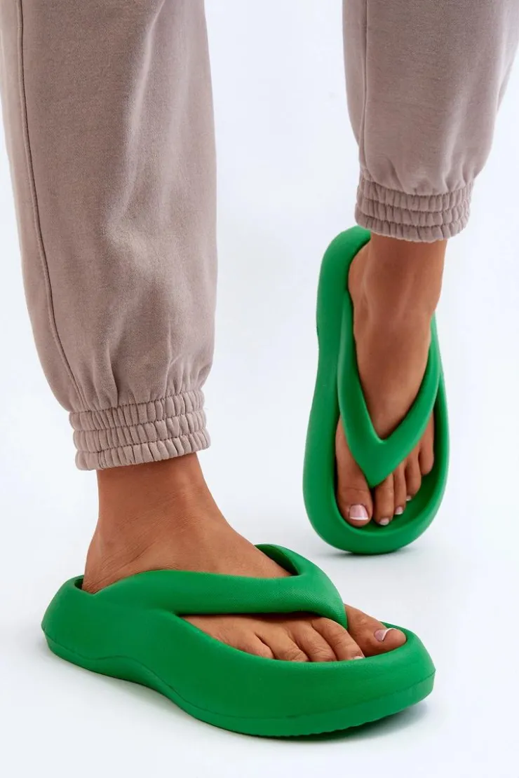 Outlet Boto Damskie Piankowe Klapki Japonki Zielone Roux