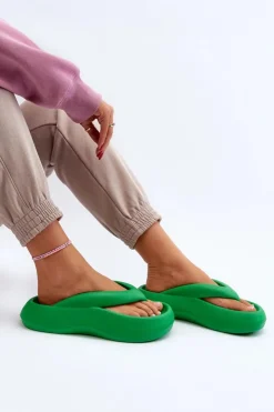 Outlet Boto Damskie Piankowe Klapki Japonki Zielone Roux