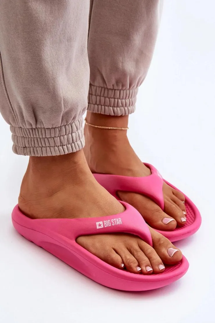 Damskie Big Star Shoes Damskie Piankowe Klapki Japonki Big Star NN274A651 Fuksja