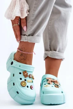 Online Boto Damskie Piankowe Klapki Kroksy Z Ozdobami Zielone Marlett