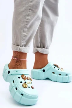 Online Boto Damskie Piankowe Klapki Kroksy Z Ozdobami Zielone Marlett