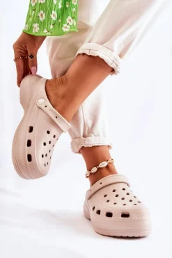 Hot Boto Damskie Piankowe Klapki Kroksy Beżowe Coline