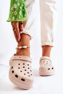 Hot Boto Damskie Piankowe Klapki Kroksy Beżowe Coline