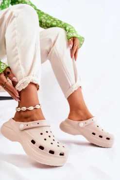 Hot Boto Damskie Piankowe Klapki Kroksy Beżowe Coline