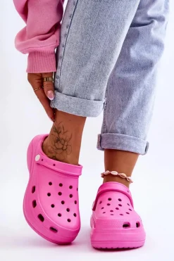 Damskie Boto Damskie Piankowe Klapki Kroksy Ciemnoróżowe Coline