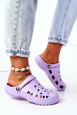 Boto Damskie Piankowe Klapki Kroksy EVA Fioletowe