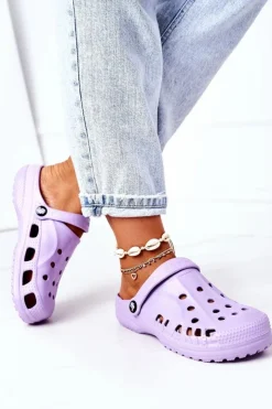 Boto Damskie Piankowe Klapki Kroksy EVA Fioletowe