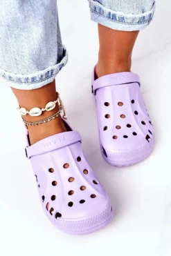 Boto Damskie Piankowe Klapki Kroksy EVA Fioletowe