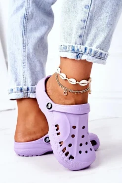 Boto Damskie Piankowe Klapki Kroksy EVA Fioletowe